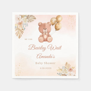 Moderne Pampas Grass Boho Teddy Bear Baby Dusche Serviette