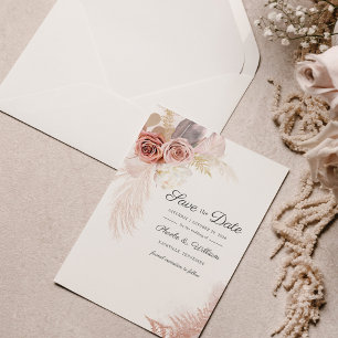 Moderne Pampas Grass Floral Script Save The Date