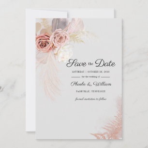 Moderne Pampasgras-Blumen-Script Save The Date