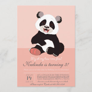 Moderne Panda Bear Pink Einladung