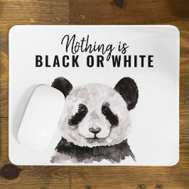 Moderne Panda schwarz und weiß mit Zitat Mousepad
