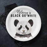 Moderne Panda schwarz und weiß mit Zitat Pappteller<br><div class="desc">Moderne Panda schwarz und weiß mit Zitat</div>