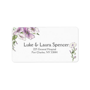 Moderne Pansy Wedding Adressaufkleber