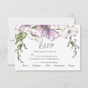 Moderne Pansy Wedding RSVP Karte