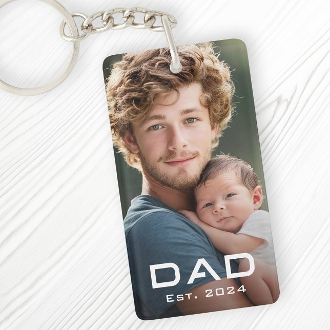 Moderne papa est année fête des pères nouvelle pho (Modern dad est year father's day new baby photo keychain)