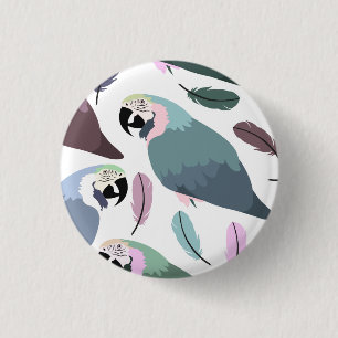 Moderne Papageien Tropisches Muster Button
