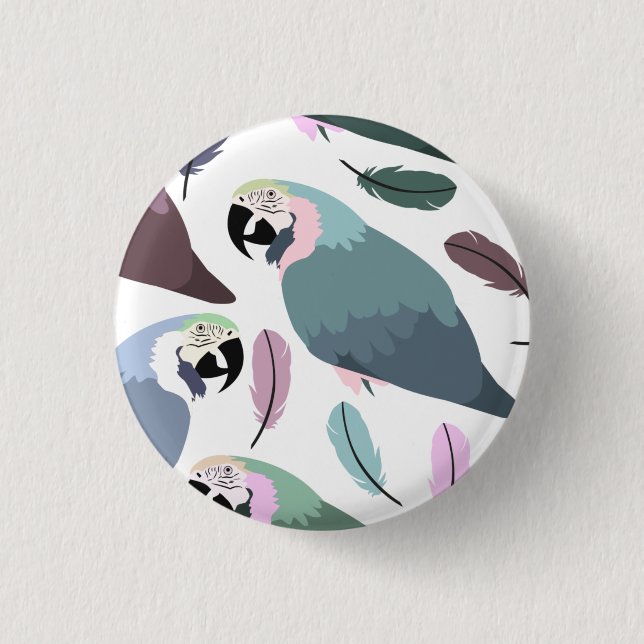 Moderne Papageien Tropisches Muster  Button (Vorderseite)