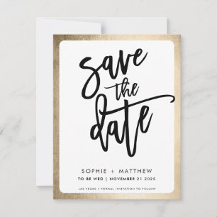 MODERNE Pärchen schreiben Imitate Goldgrenze Save The Date