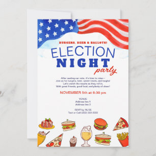 Moderne Party Burgers Beer & Ballots Einladung