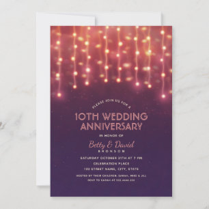 Moderne Partylichter 10. Hochzeitstag Einladung