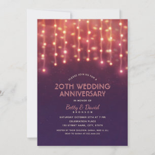 Moderne Partylichter 20. Hochzeitstag Einladung