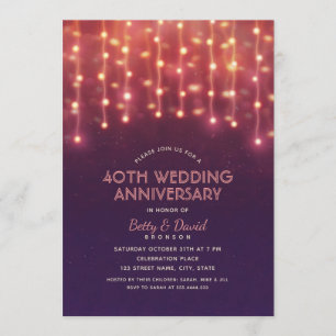 Moderne Partylichter 40. Hochzeitstag Einladung