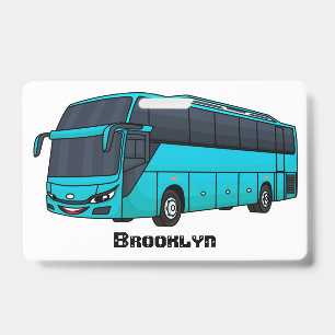Moderne Passagierbus-Cartoon-Illustration Ausweis