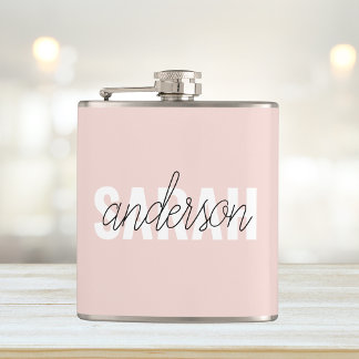 Moderne Pasta Pink Schönheit Personalisiert Flachmann