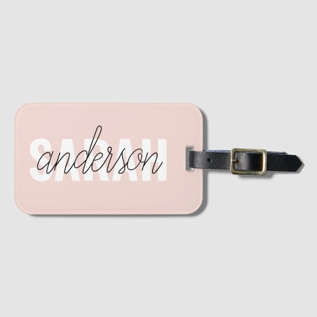 Moderne Pasta Pink Schönheit Personalisiert Gepäckanhänger (Vorderseite (Horizontal))