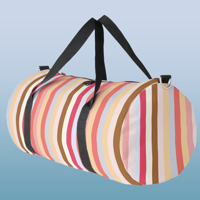 Moderne Pastel Candy Stripe Duffle Bag (Modern fun pastel awning stripe pattern duffel bag)