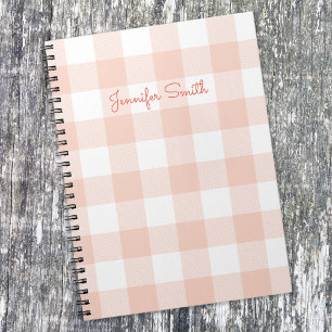 Moderne Pastel Coral und White Gingham Karo Notizblock