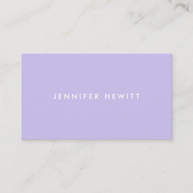 Moderne Pastel Lila beruflich minimalistisch Visitenkarte (Vorderseite)