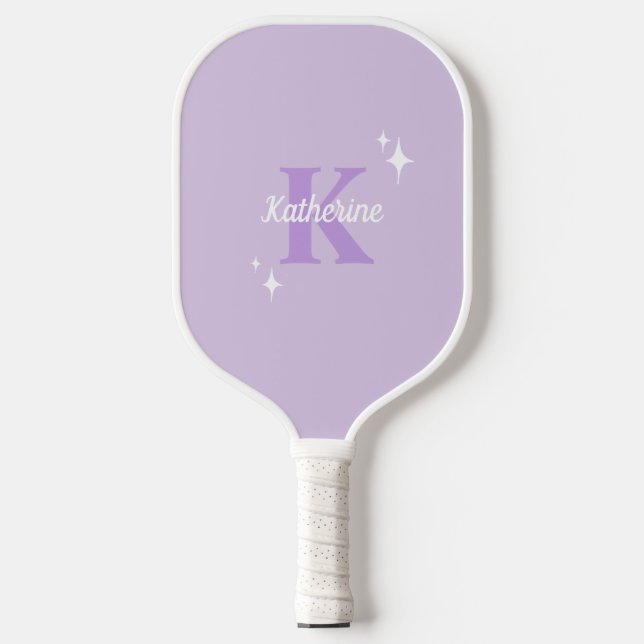 Moderne Pastel Lila Mit Monogramm Pickleball Schläger (Vorderseite)