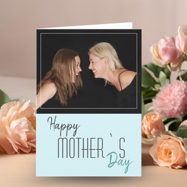 Moderne Pastel Mint Happy Mother`s Day Carte photo (Créateur téléchargé)