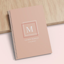 Moderne Pastel Monogram Peach Planner personnalisé