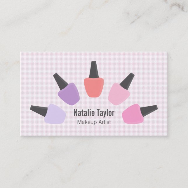 Moderne Pastel Nail Polnisch Makeup Artist Busines Visitenkarte (Vorderseite)