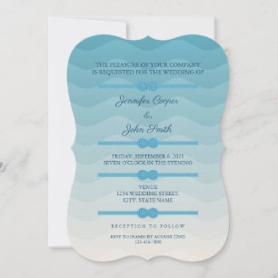 Moderne Pastel Ombre Blue Wave Wedding Einladung