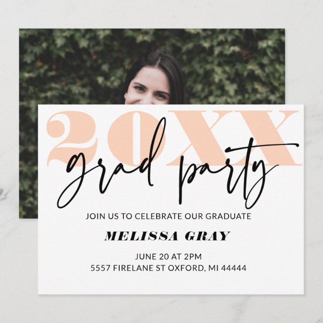 Moderne Pastel Ombre Grad Party Einladung (Vorne/Hinten)