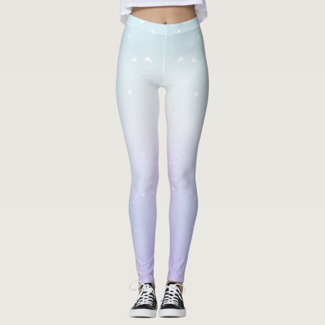 Moderne Pastel Periwinkle Licht Türkis Ombre Cap Leggings (Vorderseite)