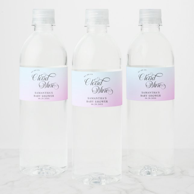 Moderne Pastel Pink Cloud Nine Baby Dusche (Flaschen)