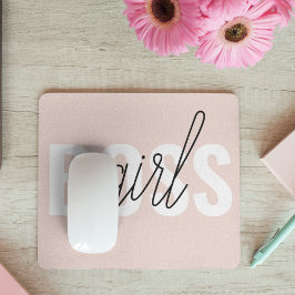 Moderne Pastel Pink Girl Boss Phrase Mousepad