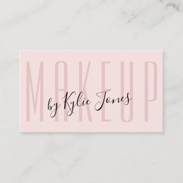 Moderne Pastel Pink Makeup MUA Beauty Girl Visitenkarte (Vorderseite)