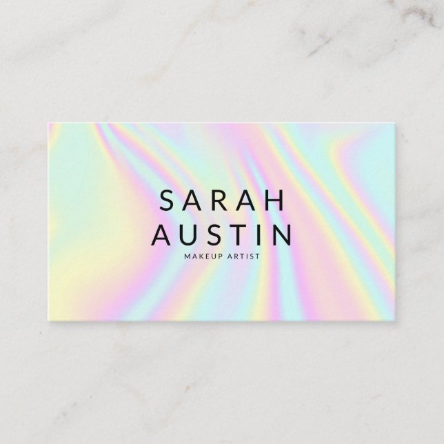 Moderne Pastel Rainbow Holographic Visitenkarte (Vorderseite)