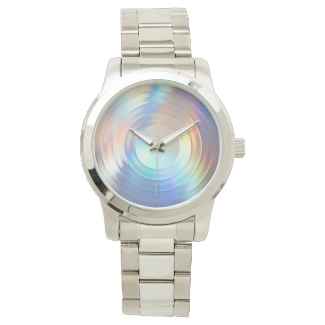 Moderne Pastel Rainbow Mermaid Unicorn Holographis Armbanduhr (Vorderseite)