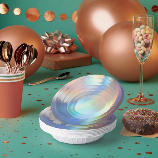Moderne Pastel Rainbow Mermaid Unicorn Holographis Pappteller (Multi)