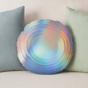 Moderne Pastel Rainbow Mermaid Unicorn Holographis Rundes Kissen
