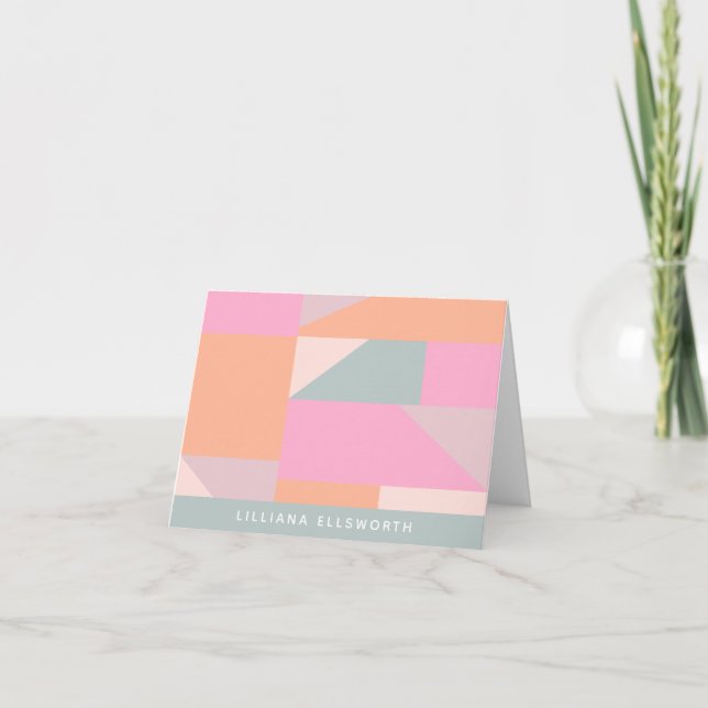 Moderne Pastel rose Géométrique Nom personnalisé (Devant)
