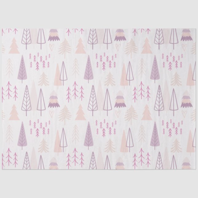 Moderne Pastel Weihnachtsbäume Rosa Weihnachten Seidenpapier (Vorderseite)
