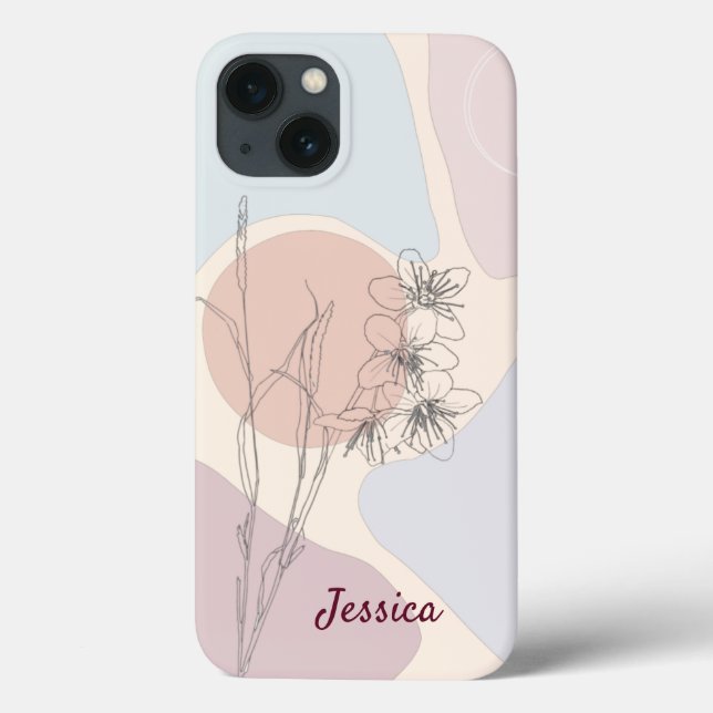 Moderne Pastell Abstrakte Formen Blume Monogram Case-Mate iPhone Hülle (Rückseite)