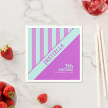 Moderne Pastell Aquamarin Pink Stripes Napkin