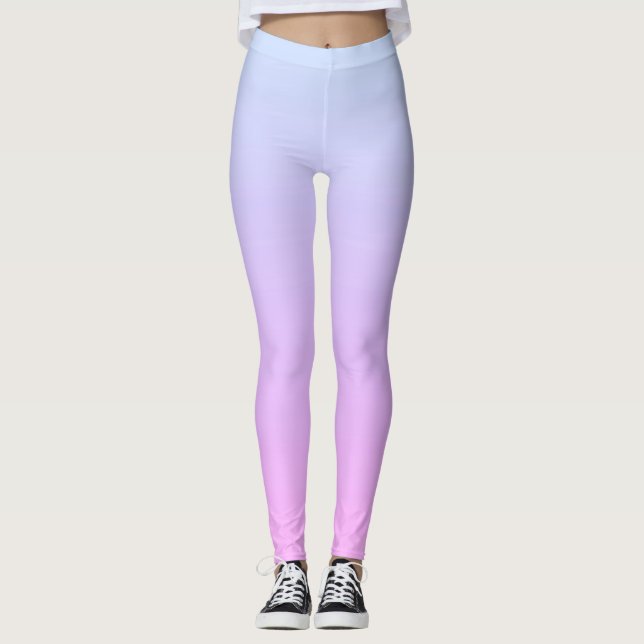 Moderne Pastell Blue & Pink Ombre Leggings (Vorderseite)