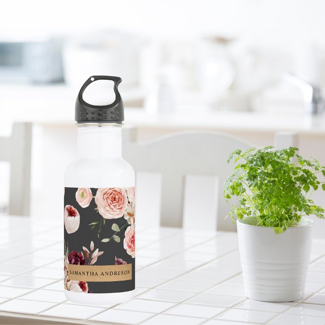Moderne Pastell-Blume & Kraft-Personalisiertes Ges Edelstahlflasche (Von Creator hochgeladen)