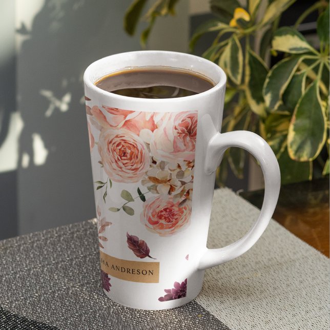Moderne Pastell-Blume & Kraft-Personalisiertes Ges Milchtasse (Von Creator hochgeladen)