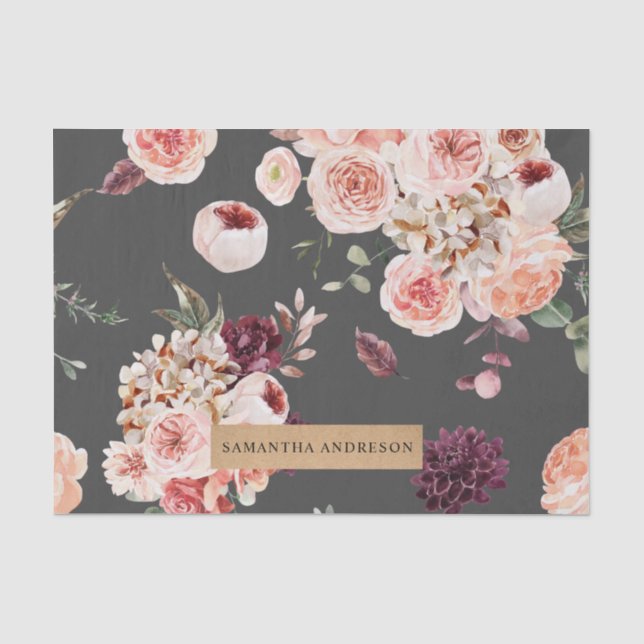 Moderne Pastell-Blume & Kraft-Personalisiertes Ges Seidenpapier (Vorderseite)