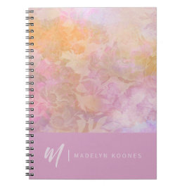 Moderne Pastell-Blumenmuster-Monogramm Notizblock