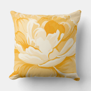 Moderne Pastell Gelbe Wasserfarben Blume geschloss Kissen