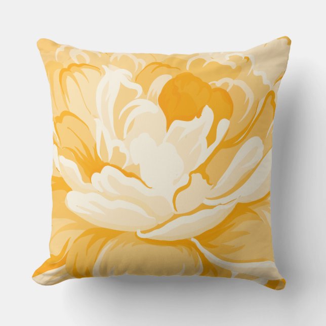 Moderne Pastell Gelbe Wasserfarben Blume geschloss Kissen (Vorderseite)