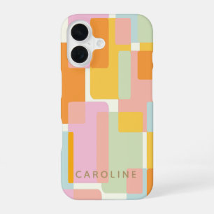 Moderne Pastell-Geometrische Formen Personalisiert iPhone 16 Hülle
