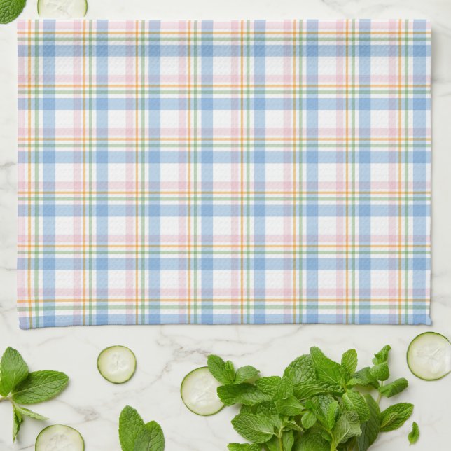 Moderne Pastell-Gingham Geschirrtuch (Gefaltet)
