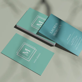 Moderne Pastell Green Monogram Business Card Visitenkarte